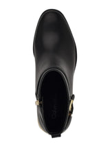 Women's Plain Leather Ankle Boots,Black