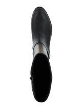 Women's Plain Leather Boots,Black