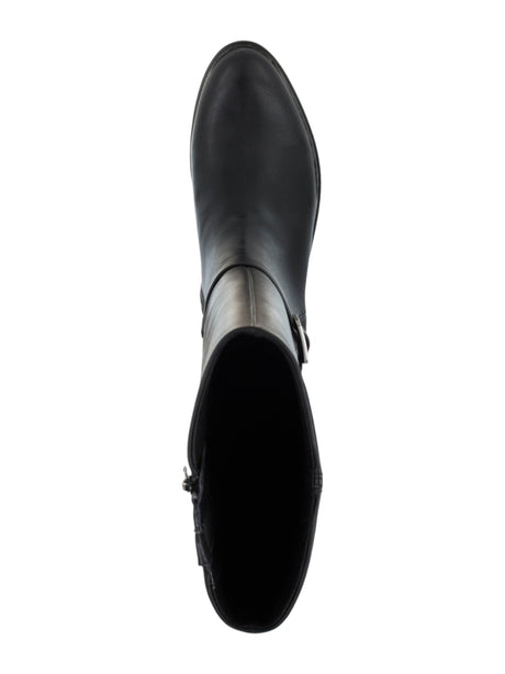 Women's Plain Leather Boots,Black