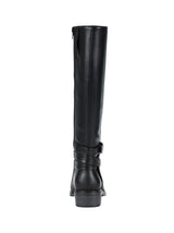 Women's Plain Leather Boots,Black