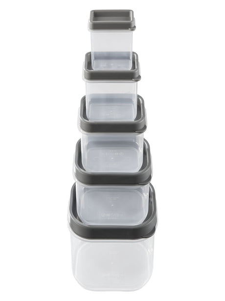 Set Of Food Containers, 5-Piece (Square, Grey)