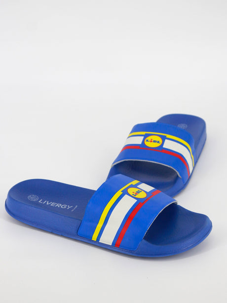 Image for Men's Striped Slide Slippers,Blue