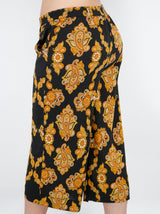 Women's Graphic Printed Wide Leg Capri Pant,Black