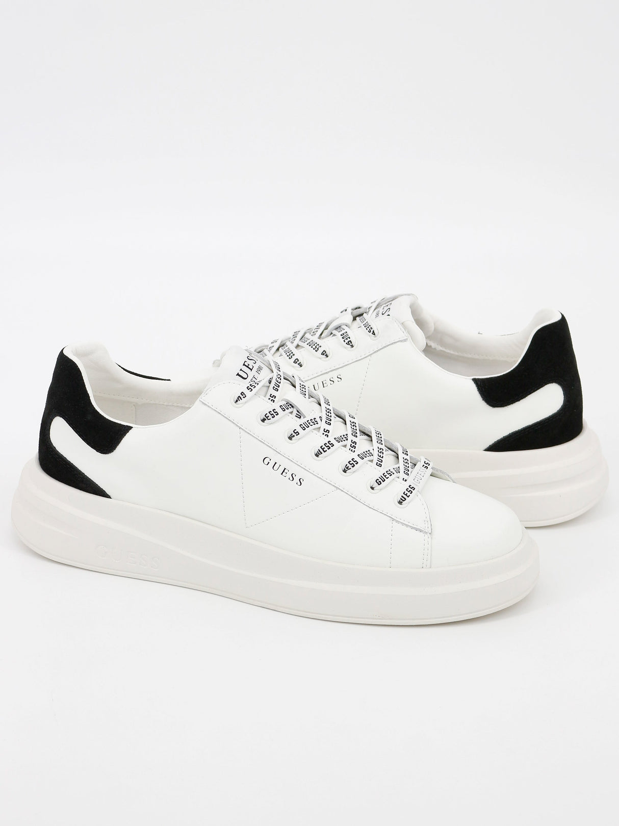 Men's Faux Leather Sneakers,White