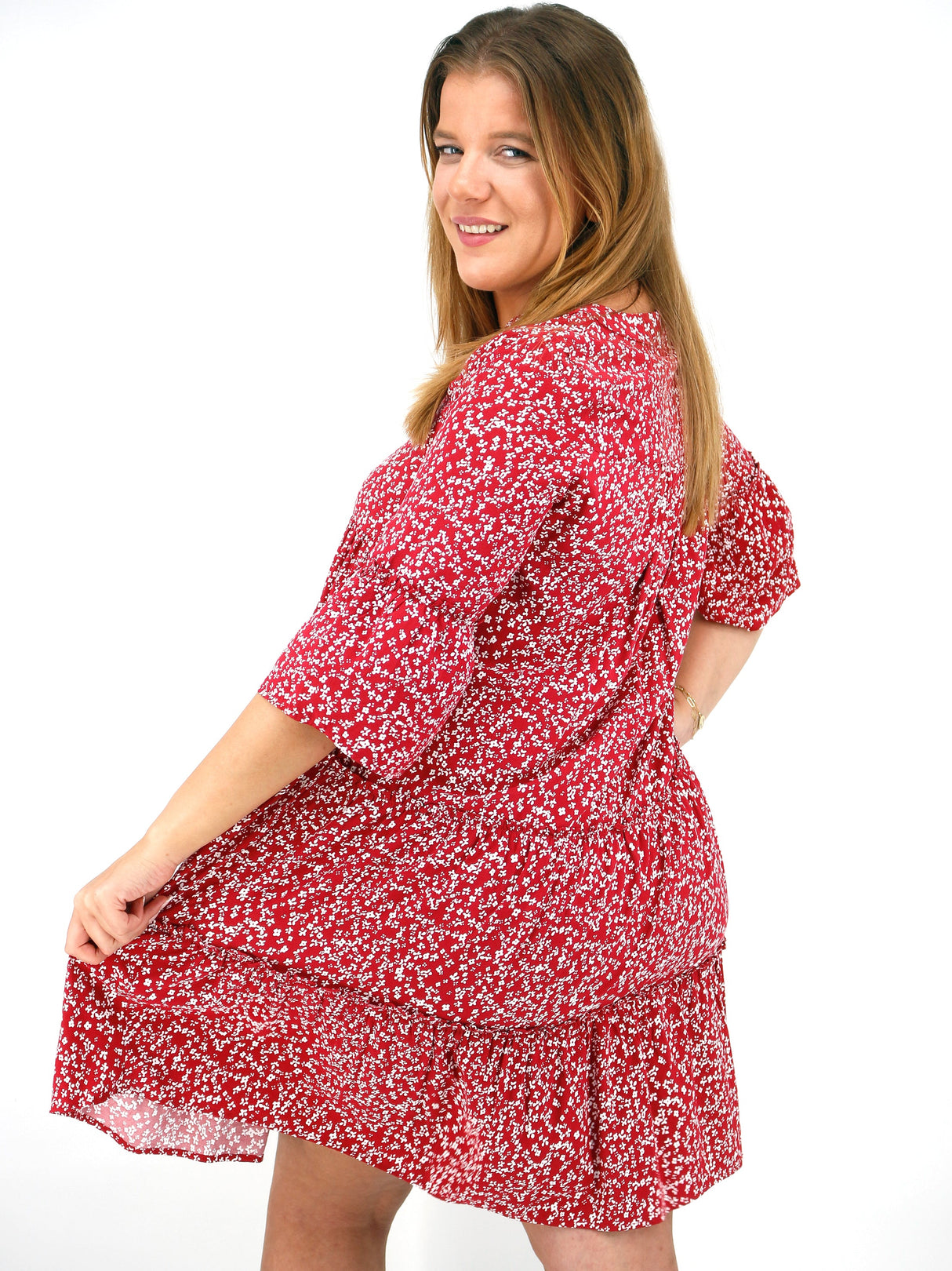 Women's Printed Dress,Red