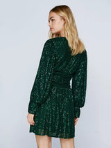 Women's Sequined Dress,Dark Green