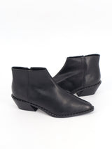 Women's Plain Leather High Heels Ankle Boots,Black