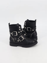 Women's Bead Leather Ankle Boots,Black