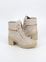 Women's Textured Ankle Boots,Cream