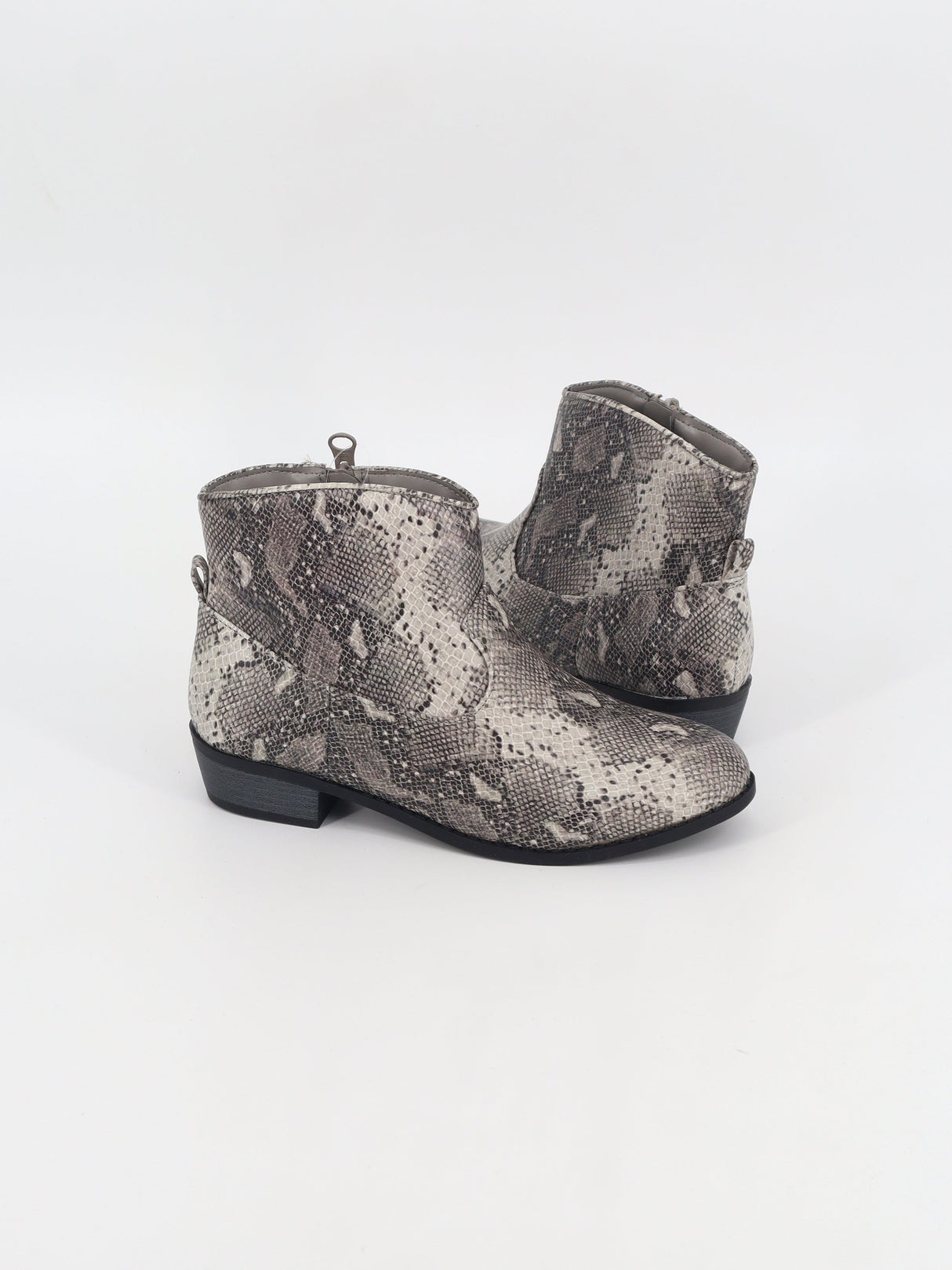 Image for Kids Girl's Snake Printed Ankle Boots,Grey