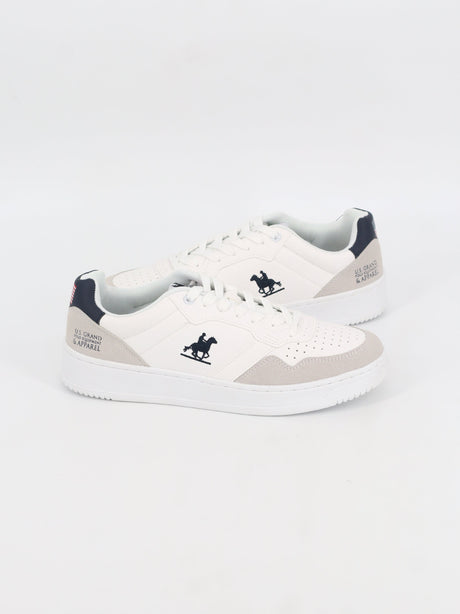 Image for Men's Brand Logo Embroidered Sneakers,White