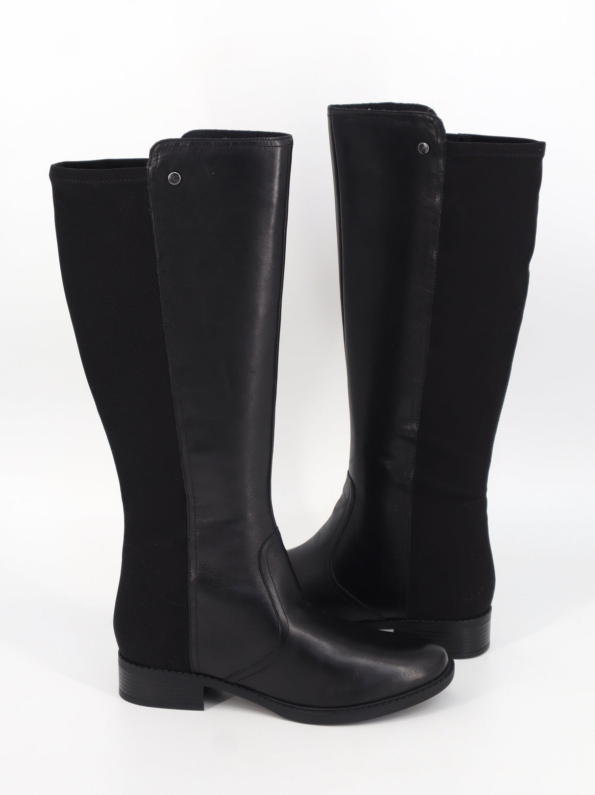 Women's Plain Leather Boots,Black