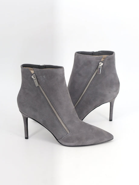 Women's Suede Leather High Heels Ankle Boots,Grey