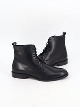Men's Plain Leather Ankle Boots,Black