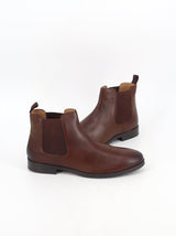 Men's Plain Leather Ankle Boots,Brown