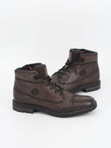 Men's Leather Ankle Boots,Dark Brown