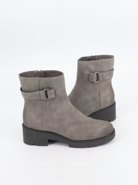 Women's Plain Leather Boots,Grey