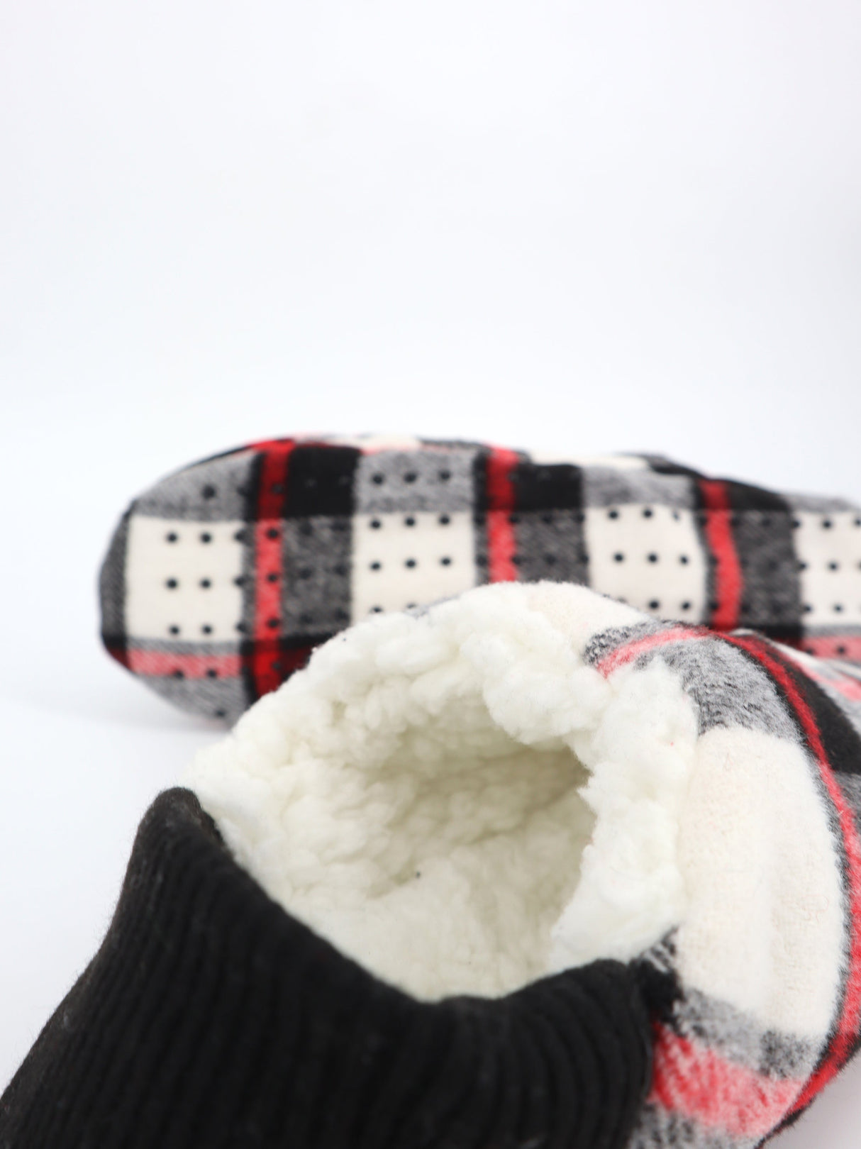 Women's Plaid Faux Fur Slippers,Multi