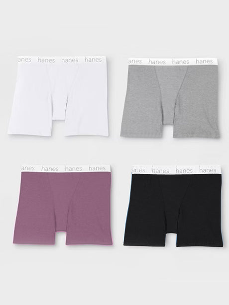 Women's 4 Pack Plain Boxers Set,Multi