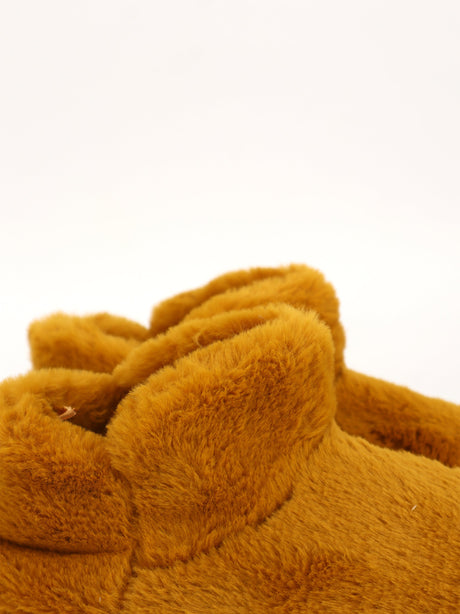 Image for Women's Plain Faux Fur Slippers,Yellow