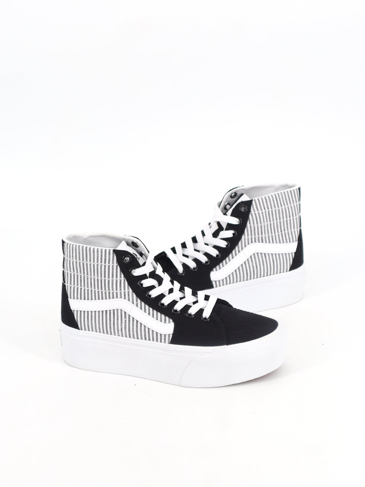 Image for Women's Striped High Sneakers,Black/Grey