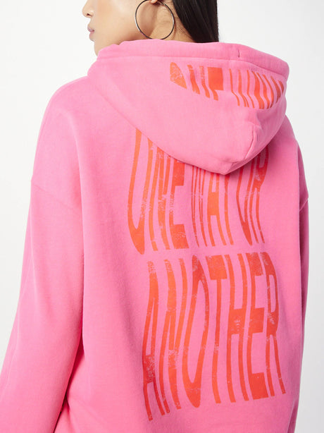 Women's Brand Logo Printed Hoodie,Pink