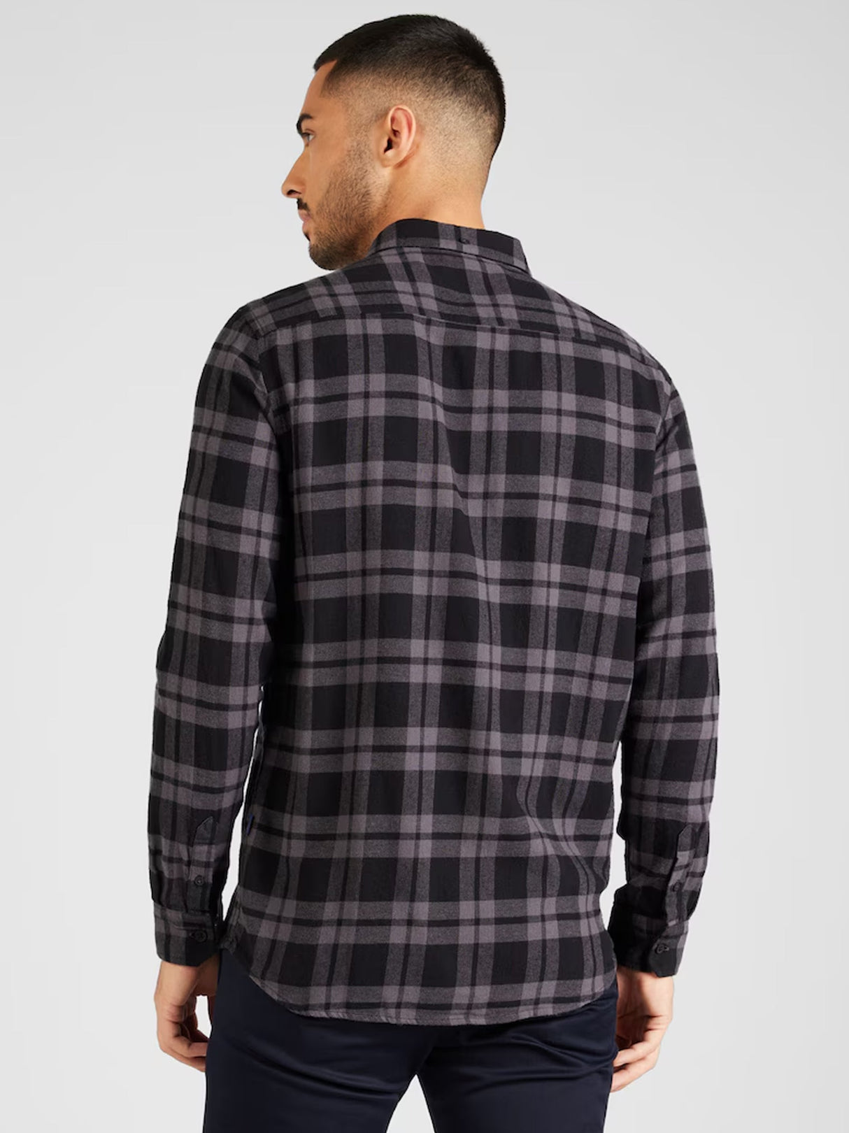 Men's Plaid Buttons Up Shirt,Black