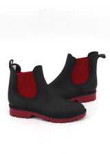 Women's Colorblocked Ankle Boots,Black/Burgundy