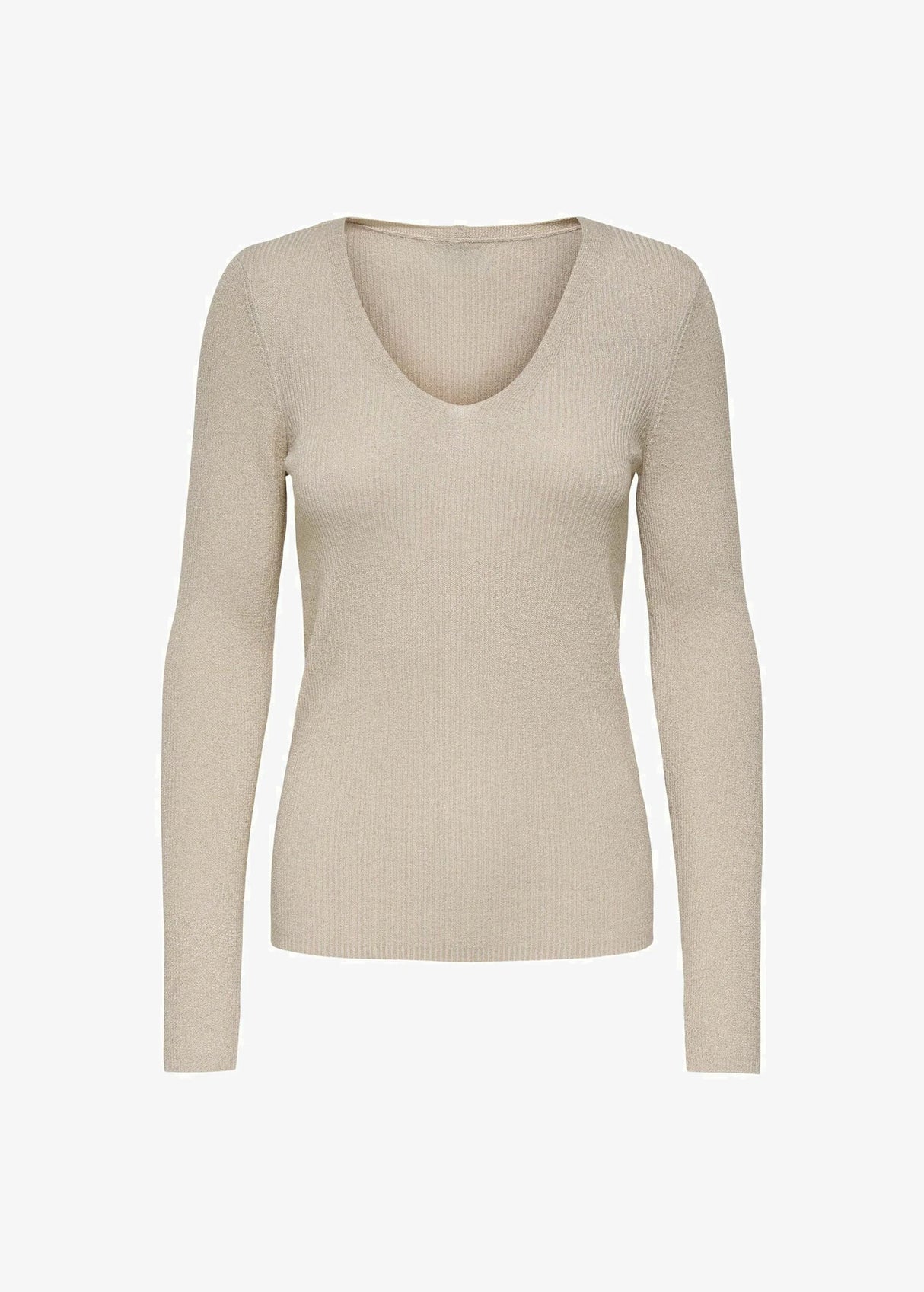 Women's Ribbed Sweater,Light Beige