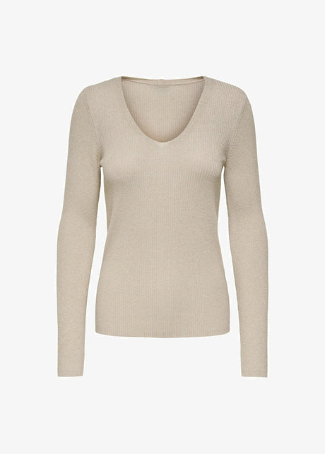 Women's Ribbed Sweater,Light Beige