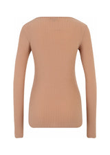 Women's Ribbed Cutout Top,Beige