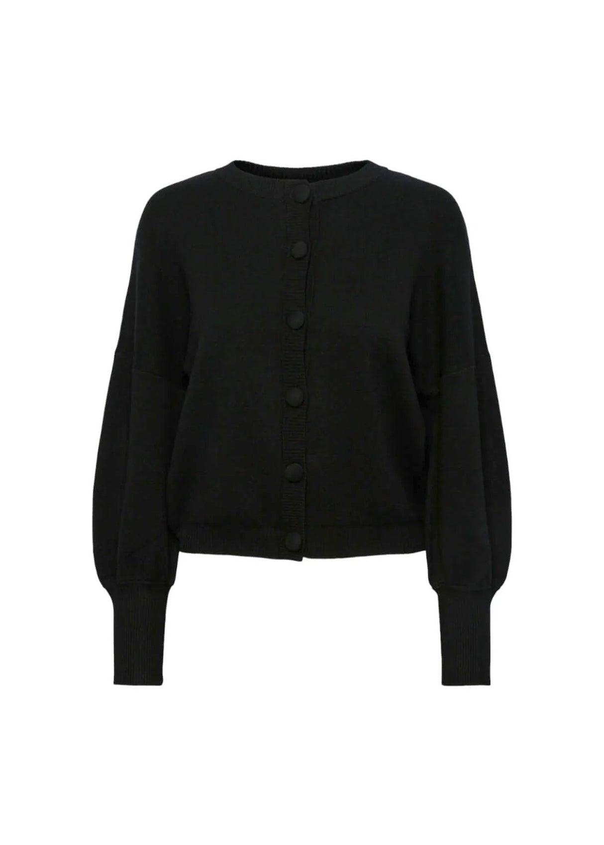 Women's Puffed Sleeve Cardigan,Black