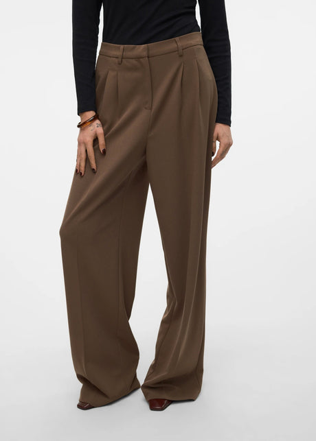 Women's Plain Classic Pants,Dark Brown