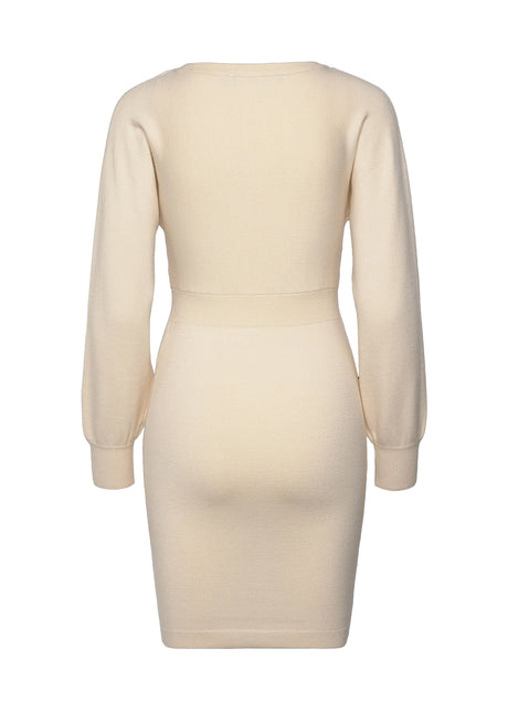 Women's Plain Sweater Dress,Beige