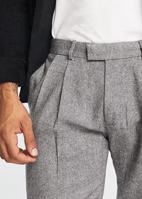 Men's Textured Classic Pants,Grey