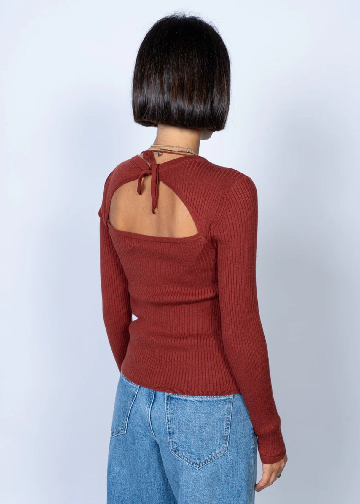 Women's Ribbed Sweater,Brick