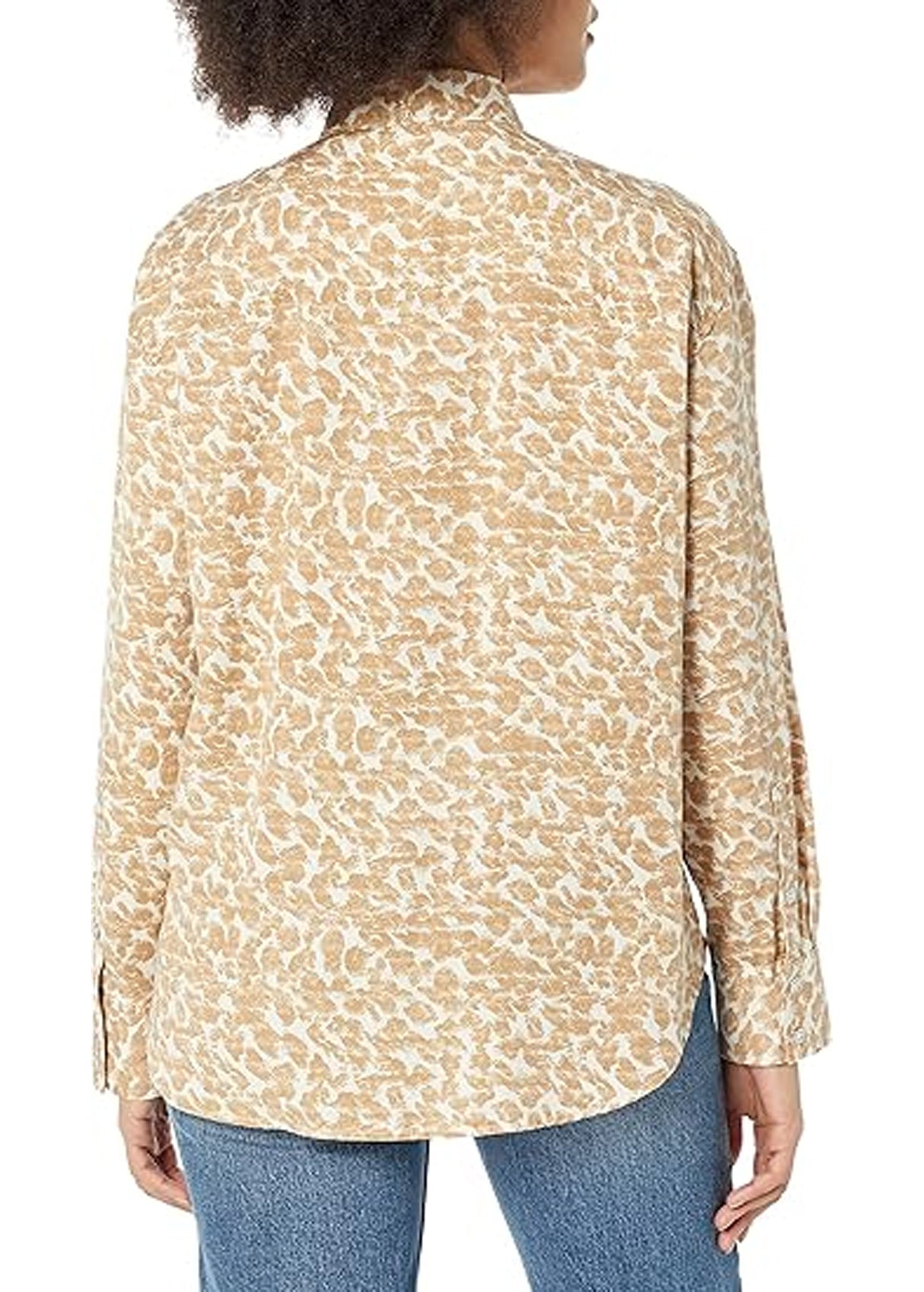 Women's Animal Printed Buttons Up Shirt,Beige