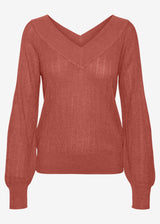 Women's Textured Knitted Sweater,Brick