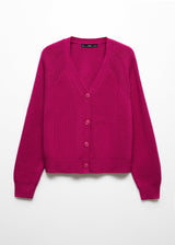 Women's Plain Knitted Cardigan,Dark Pink