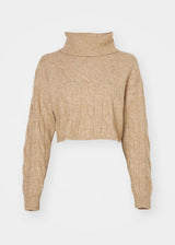 Image for Women's Braided Cropped Sweater,Light Brown