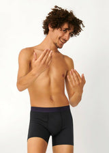 Men's 2 Pack Striped Boxers Set,Dark Grey/Blue
