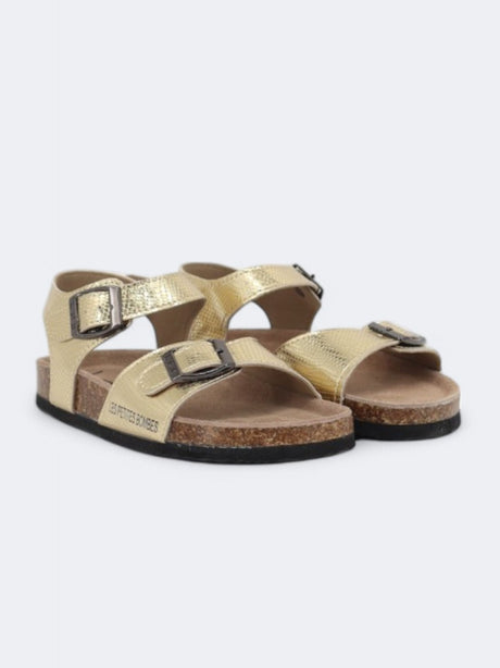 Kids Girl's Textured Sandals,Gold