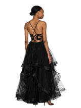 Women's Ruffled Open Back Dress,Bkack