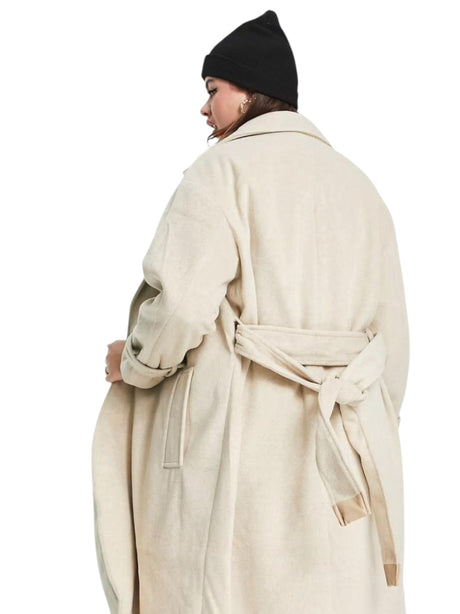 Women's Plain Classic Long Jacket,Light Beige