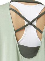 Women's Plain Open Back Top,Green