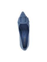 Women's Textured Heeled Shoes,Blue
