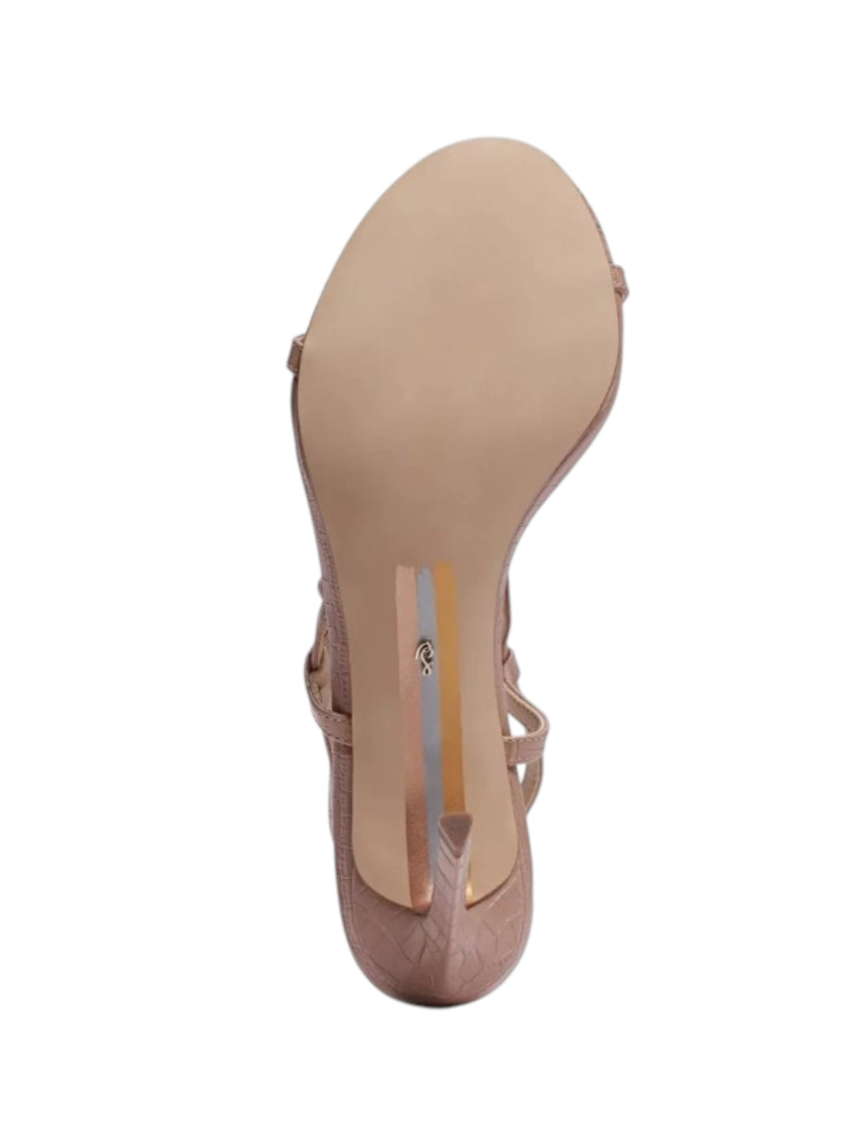 Image for Women's Croc Leather Ribbed Heeled Shoes,Beige