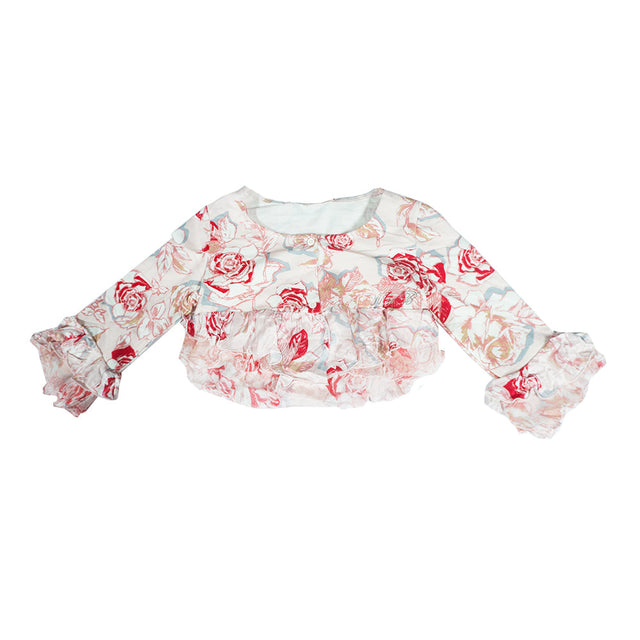 Image for Kids Girl Floral Ruffled Sweater,Light-Pink
