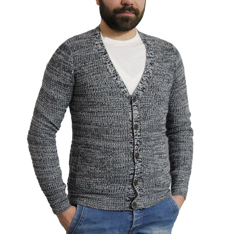 Image for Men's Ribbed Cardigan Sweater, Navy/Grey 