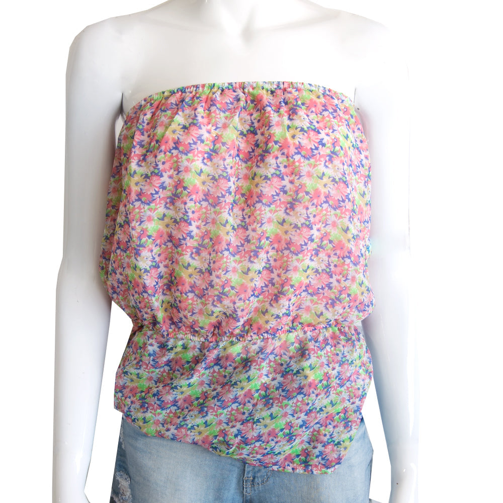 Image for Women's Floral Strapless Top,Multi